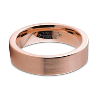 6mm - Rose Gold Tungsten Wedding Band, Pipe Cut Brushed Tungsten Ring,