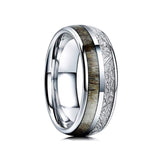 8mm - Tungsten Wedding Band, Antler Meteorite Inlay, Man & Women, Tungsten Ring