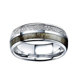 8mm - Tungsten Wedding Band, Antler Meteorite Inlay, Man & Women, Tungsten Ring