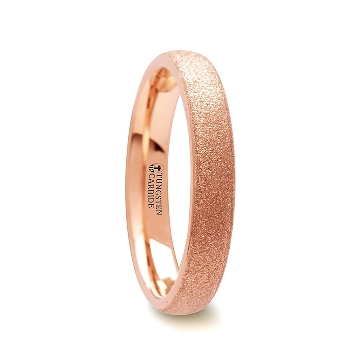 2mm - Tungsten Wedding Band Rose Gold Sandblasted Crystalline Finish