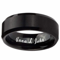 6mm Black Tungsten Carbide Band with Brushed Center Ring