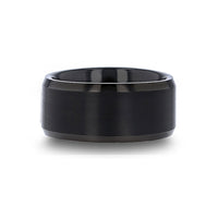 10mm Black Tungsten Carbide Wedding Ring with Polished Edges