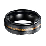 8mm Black Tungsten Wedding Band With Real Wood Inlay