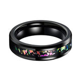 4mm Black Tungsten Carbide Ring Inlaid with Multi Color Fragments