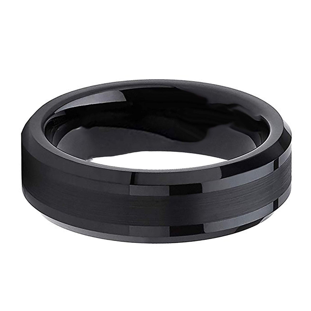 6mm Black Tungsten Carbide Wedding Ring with Brushed Center