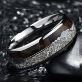 8mm - Tungsten Meteorite Wedding Band, With Koa Wood Arrow Inlay Ring