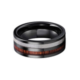 8mm Black Ceramic Wedding Ring with Wood & Antler Inlay