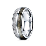 8mm - Tungsten Wedding Band, Antler Meteorite Inlay, Man & Women, Tungsten Ring