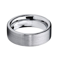8mm - Silver Tungsten Wedding Ring, Brushed Flat Top Ring,