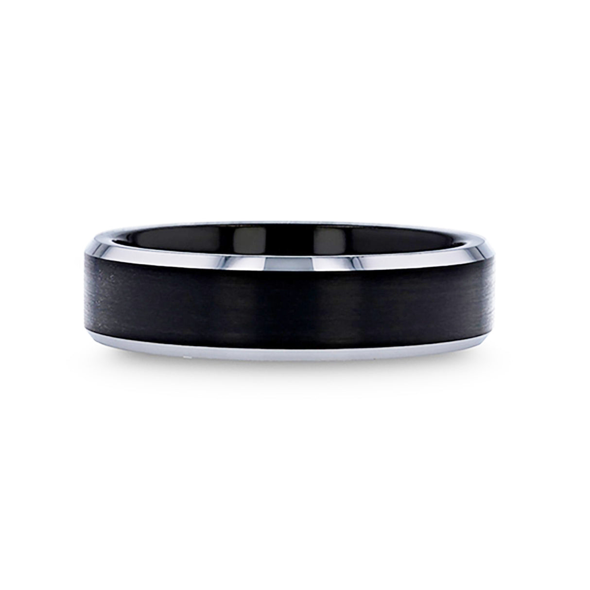 6mm Black Tungsten Carbide Band with Brushed Center Ring