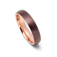 4mm - Espresso and Rose Gold Dome Ring, Tungsten Carbide Wedding Band