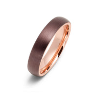 4mm - Espresso and Rose Gold Dome Ring, Tungsten Carbide Wedding Band
