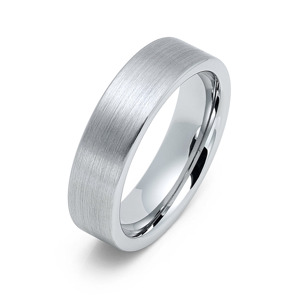 6mm - Silver Tungsten Wedding Ring, Brushed Flat Top Ring,