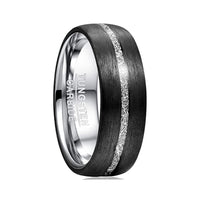 8mm - Tungsten wedding Rings, Dome wedding Band W/ Meteorite Inlay