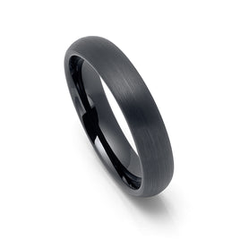 4mm Classic Dome Shape Gunmetal Brushed Tungsten Carbide Wedding Band