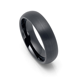 6mm Classic Dome Shape Gunmetal Brushed Tungsten Carbide Wedding Band