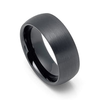 8mm Classic Dome Shape Gunmetal Brushed Tungsten Carbide Wedding Band