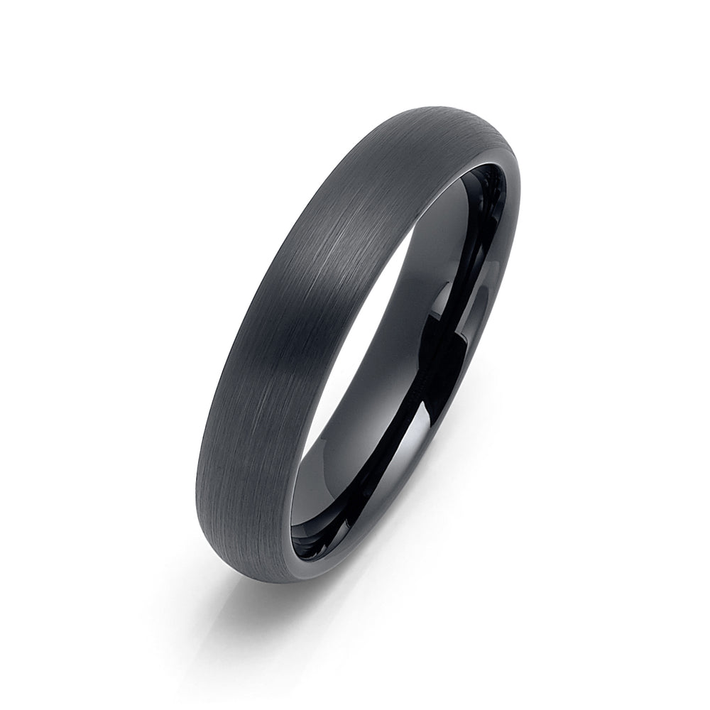 4mm Classic Dome Shape Gunmetal Brushed Tungsten Carbide Wedding Band