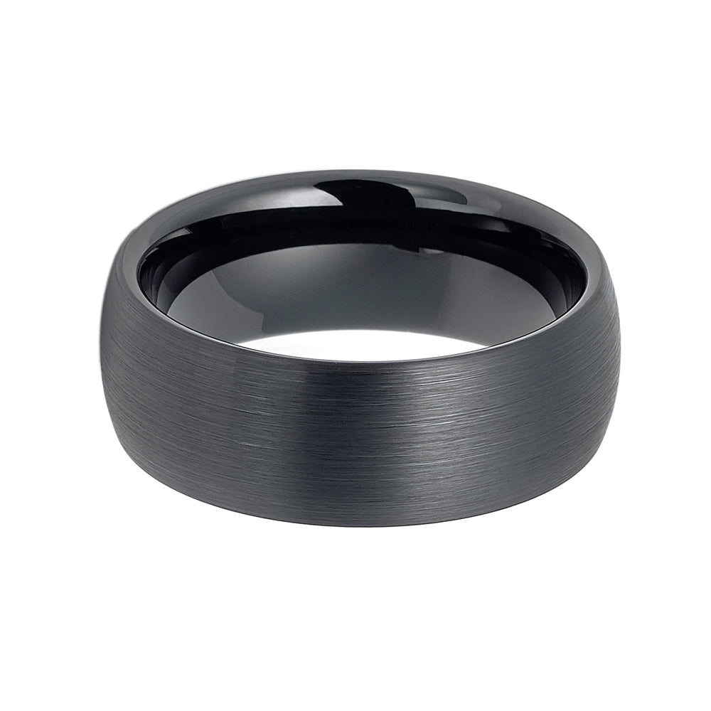 8mm Classic Dome Shape Gunmetal Brushed Tungsten Carbide Wedding Band