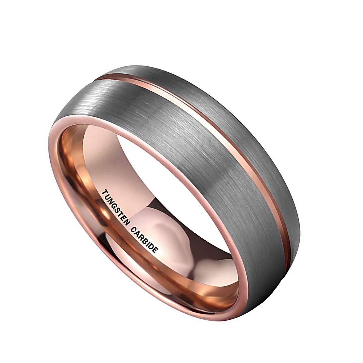 Rose Gold Tungsten Carbide Wedding Band, 8mm