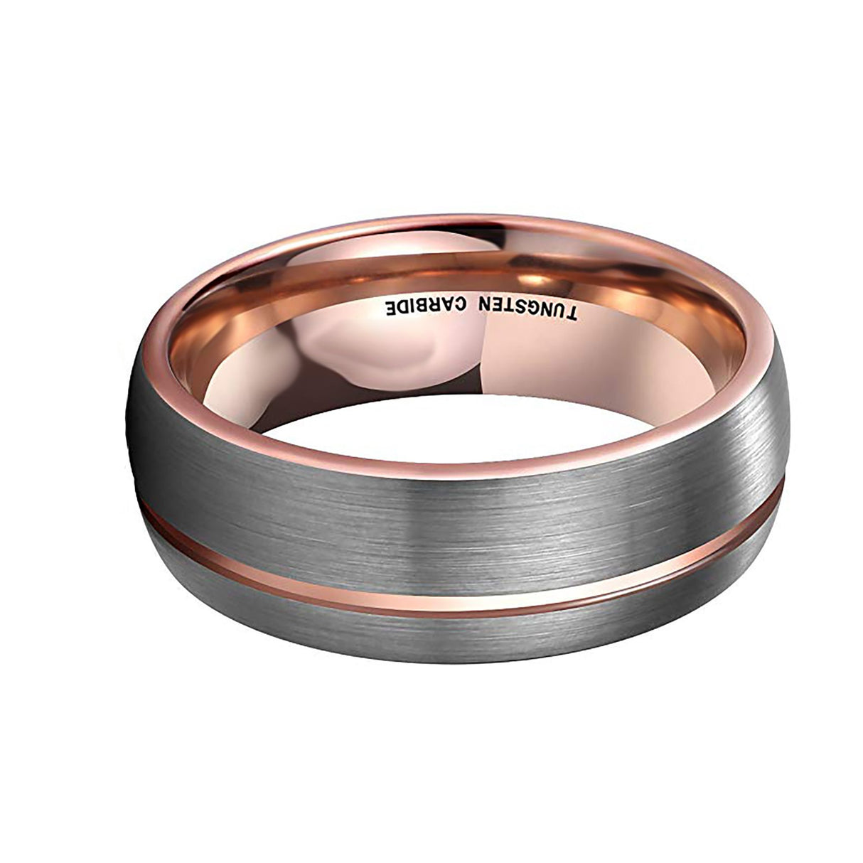 Rose Gold Tungsten Carbide Wedding Band, 8mm