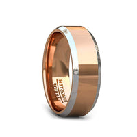8mm - Tungsten carbide Ring 18k Rose Gold Wedding Band - Shiny Polish