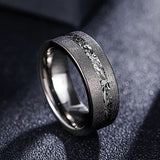 8mm - Gunmetal Tungsten Ring, Black Meteorite Sandblasted Finish