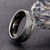 8mm - Gunmetal Tungsten Ring, Black Meteorite Sandblasted Finish