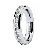 4MM 14k White Gold Princess Cut Women's Eternity Titanium Ring Wedding Band with CZ