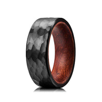 Tungsten Wedding Band, Black Hammered Tungsten Carbide Wedding Ring 8mm