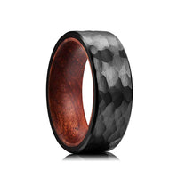 Tungsten Wedding Band, Black Hammered Tungsten Carbide Wedding Ring 8mm