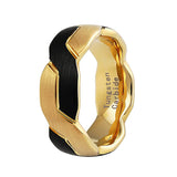 Tungsten Black and Gold Infinity Knot Ring, Tungsten Rings for Men Wedding Band