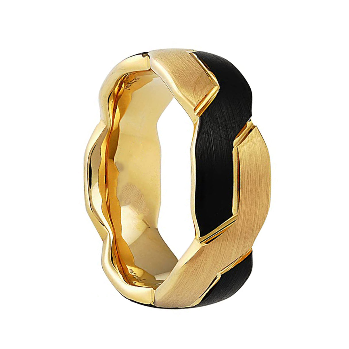 Tungsten Black and Gold Infinity Knot Ring, Tungsten Rings for Men Wedding Band