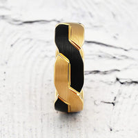 Tungsten Black and Gold Infinity Knot Ring, Tungsten Rings for Men Wedding Band